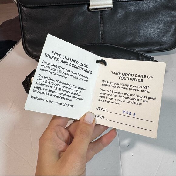 Frye Leather Briefcase Messenger Bag Black Laptop Corporate Quiet Luxury Unisex - Picture 5 of 16